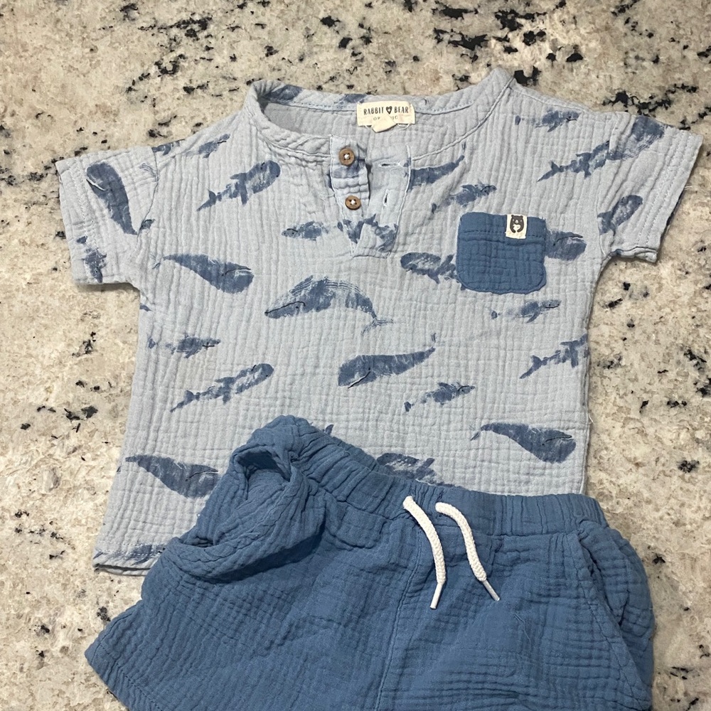 4t Rabbit + Bear Organic Whale Outfit